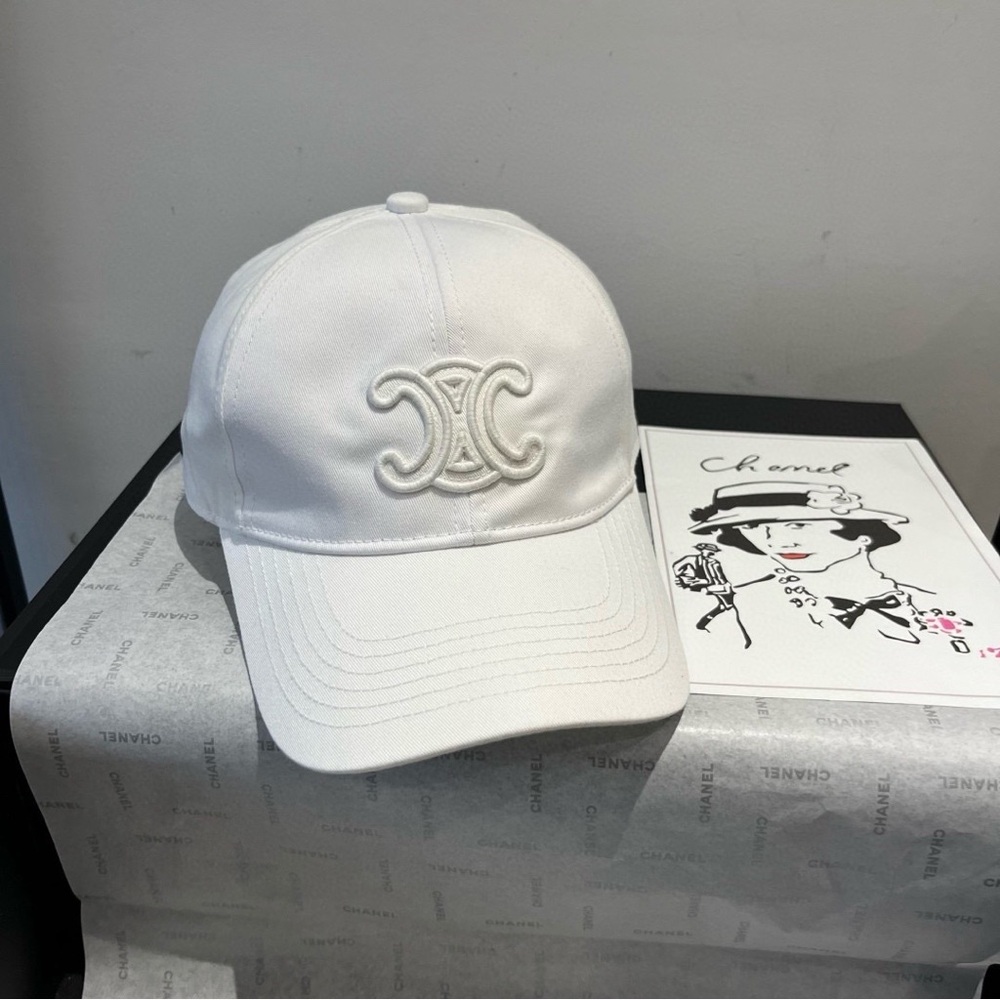 Celine Style White Triomphe Baseball Cap Adjustable Fit - Picture 6 of 7